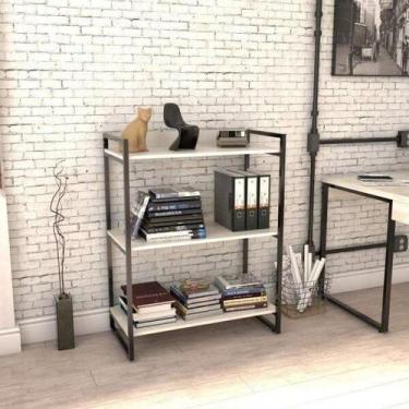 Imagem de Estante Industrial Kuadra com 2 Nichos 80 cm - Preto/Snow - Compace, P