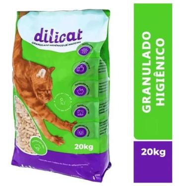 Imagem de  Granulado Higiênico de Madeira Gatos 20kg Dilicat