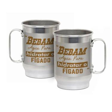 Imagem de Caneca Alumínio c/ Faixa Fosca 600ML Hidratar o Fígado
