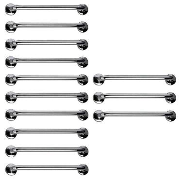 Imagem de Barra de Apoio 60cm Aço Inox Kit 13 Unidades Acessibilidade Idoso Gestante Criança Suporte Resistente Evita Acidente Segurança Corrimao Escada