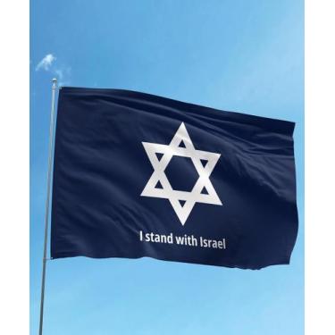 Imagem de Bandeira I STAND WITH ISRAEL em Tecido Oxford 140x80 cm - Qualidade Pr