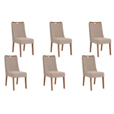 Imagem de Kit 6 Cadeiras de Cozinha Bia 6 Un Freijó/Suede Kraft - DJ Móveis