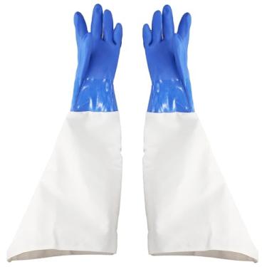 Imagem de Jewboer Luvas de proteção de jateamento de areia de borracha de lona de 60 cm para armários de jateamento de areia