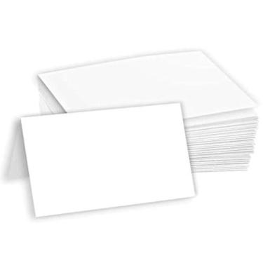 Imagem de Cartões de mesa Hamilco em branco com nome de barraca e 9 x 5 cm - Papel branco de papel de cartão, capa de 80 lb - pacote com 100