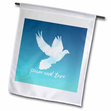 Imagem de 3dRose fl_262268_2,54 cm Paz e Amor - Bandeira tonal de jardim com pomba branca sobre a bandeira de jardim, 30,48 cm x 45,72 cm