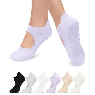 Imagem de Aoliks Aperta meias de pilates para mulheres, meias de ioga antiderrapantes para barre hospital, meias de chinelo de treino