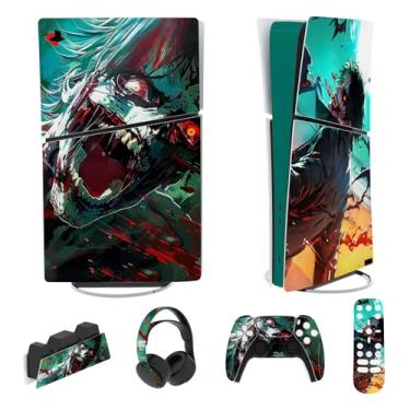 Imagem de PlayVital Conjunto completo de adesivos para ps5 Slim Console Digital Edition (o novo design menor), capa de decalque de vinil para controle ps5, fone de ouvido, estação de carregamento e controle