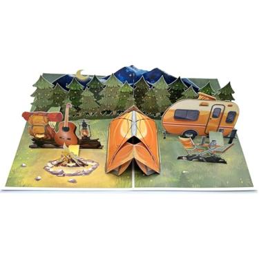 Imagem de Teabug Cards Cartão pop-up Campfire Memories 3D, cartão de aniversário, cartão de dia dos pais, cartão de aniversário, cartão de aposentadoria, acampamento