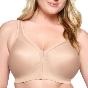 Imagem de Glamorise Sutiã MagicLift Full Figure Plus Size com fecho frontal sem aro #1265, Café, 42C