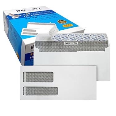 Imagem de Envelopes de segurança de janela dupla 500#9, envelopes brancos autovedantes WINPAQ NO.9 projetados para faturas e QuickBooks, declarações comerciais e documentos - Número 9, tamanho 9 x 21 cm x 21 cm