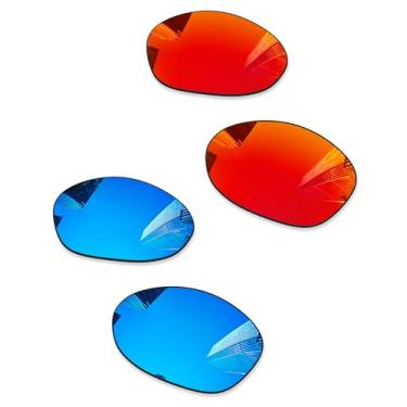 Imagem de Combine8 2 pares de lentes de reposição ploarizadas para óculos de sol Oakley Valve New 2014 OO9236/Valve New 2014 Asian Fit (AF) OO9243 - Vermelho fogo + azul gelo