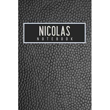 Imagem de Nicolas Notebook: Personalised gift notebook for Nicolas: Beautiful black leather effect notebook notepad: Handy 6x9in size.