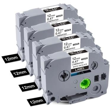 Imagem de Compatível com fita preta Brother TZe-335 12 mm 0,47 laminada, branca sobre preto para Brother Ptouch PT-H111 PT-H110 PT-D210 PT-P710BT etiquetadora, pacote com 4