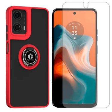 Imagem de GR Global Revolution, Capa Case Anel Para Motorola Moto G35 + Pelicula Hidrogel Cor:Vermelho