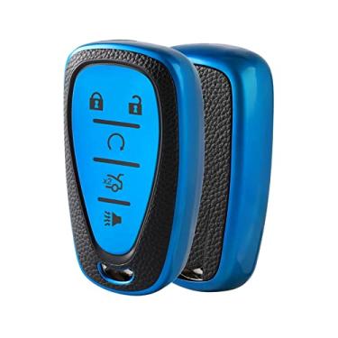 Imagem de ELOHEI para Chevy Key Fob Capa Case Shell Capa Tpu Protetor Suporte para Chevrolet 2020 2019 2018 2017 2016 Chevy Malibu Camaro Cruze Traverse Spark Equinox Sonic Volt Bolt (5 Botões)