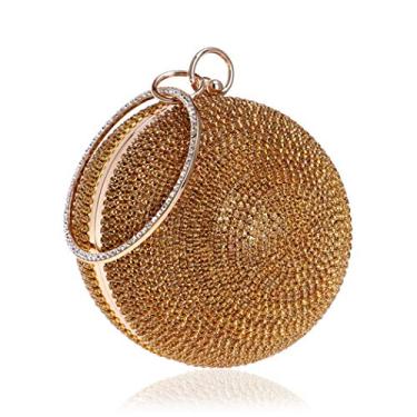Imagem de Tngan Bolsa clutch em forma de bola para festa com strass, alça para noite, Dourado, One Size