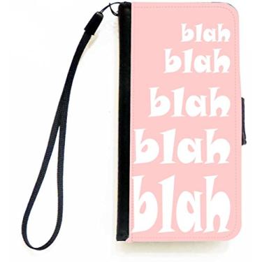 Imagem de Rikki Knight Blah Blah Blah Capa carteira flip rosa claro com aba magnética para Apple iPhone 5c