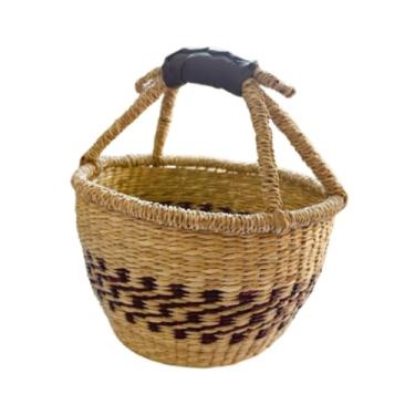 Imagem de WeiLaiKeQi Cesto de de ervas marinhas com cesta de com cesta de cesta de lanches de couro pu para pesca de mesa para o escritório, Marrom