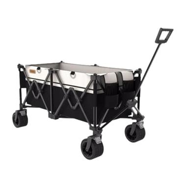 Imagem de carroça Carrinho de vagão espaçoso com rodas, vagão de salão dobrável, carrinho de praia com bolsa de rede, vagão utilitário para compras de acampamento dobrável