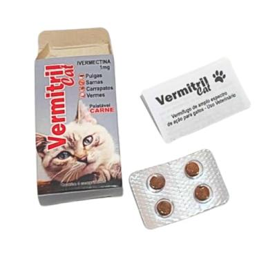 Imagem de Anti Pulgas, Vermes, Carrapatos e Sarnas Para Gatos - 4 comprimidos Vermitril Cats
