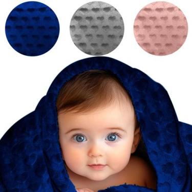 Imagem de manta/ cobertor bebê flannel coração menino/ menina - bell, azul marin