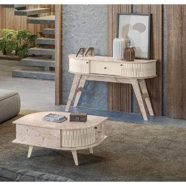 Imagem de Mesa de Centro Indianápolis e Aparador Estoril Calacata Off White Madetec