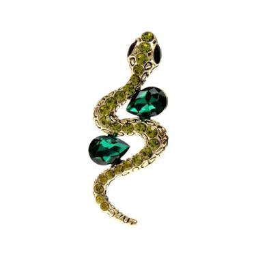 Imagem de Two StyleThe Bronzed King Cobra Broches Mulheres Homens Strass Esmalte Cobra Animal Festa Broche Casual Presentes, normal, Metal, Pedra preciosa na