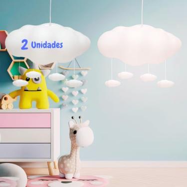 Imagem de Luminária Nuvem de Teto Infantil Combo 2 Luminárias Tempestade de Nuvens Pendente