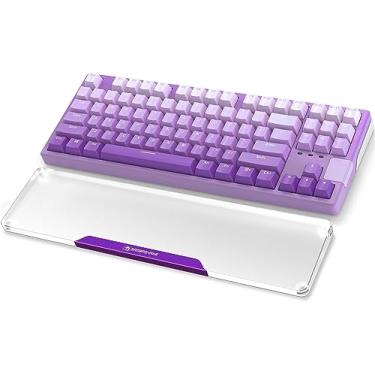 Imagem de SELORSS Descanso de pulso para teclado de acrílico -80% TKL Teclado mecânico - Suporte de pulso de mesa com logotipo personalizado em liga de alumínio CNC para teclado de computador, roxo