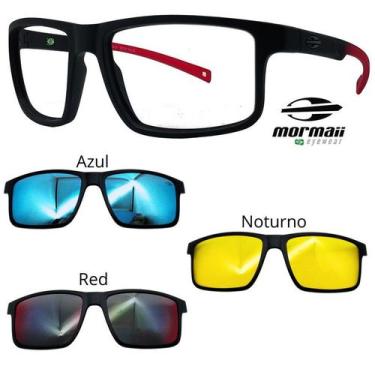 Imagem de Oculos Mormaii Swap 5 6127 A85 Preto Red Com 3 Clipons, Azul, Red, Not