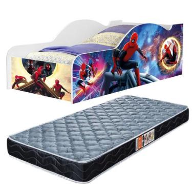 Imagem de Cama Para Quarto De Solteiro Com Proteção Lateral MDF Adesivada Carro 
