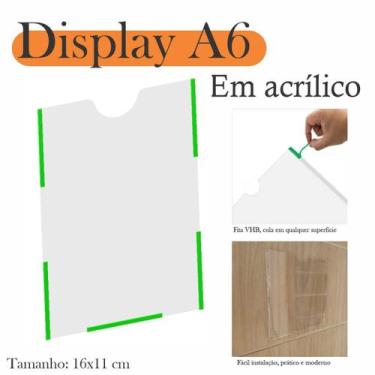 Imagem de 10 Display Parede Quadro Aviso Porta Folhas A6 Acrílico Vert - INDÚSTR