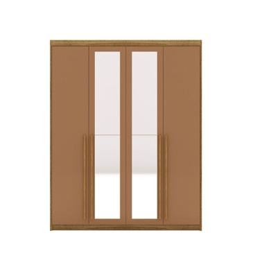 Imagem de Guarda Roupa Com Espelho Dubai 4 Portas Nature/Camarim - Vila Rica Móveis