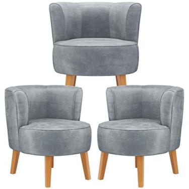 Imagem de Jogo 3 Cadeiras para Recepção Clinica Moderna Tecido Veludo Reforçado 