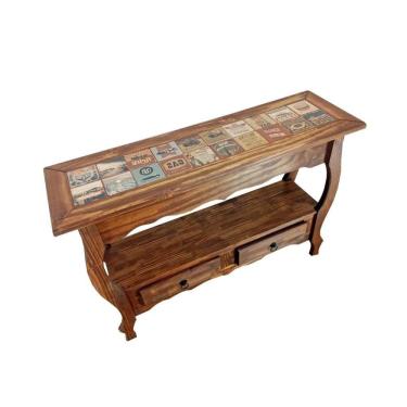 Imagem de Aparador Gaveteiro Detalhes Azulejo de Madeira Rustico Bento