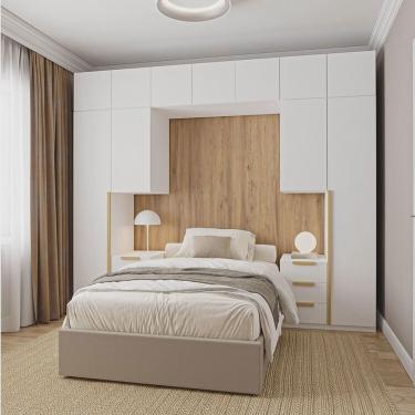 Imagem de Guarda-roupa Modulado 10 Peças 11 Portas 2 Mesas de Cabeceira Jade Cabecasa Madeiramadeira