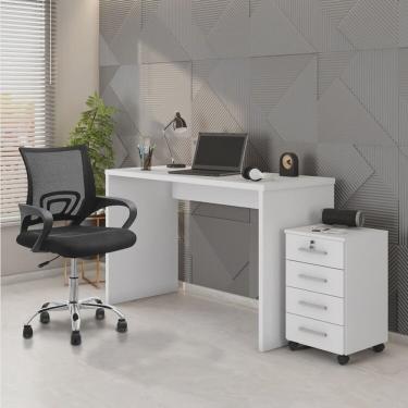 Imagem de Kit 3 Peças com Cadeira para Escritório, Escrivaninha e Gaveteiro Gávea Espresso Móveis