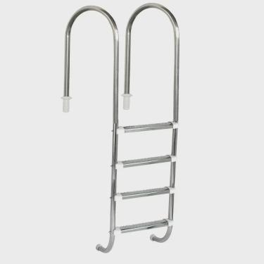 Imagem de Escada para Piscina 4 Degraus Anatômicos em Inox Marinheiro 1 1/2 em Aço Inox - Sodramar