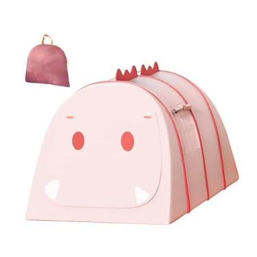 Imagem de simhoa Crianças jogam barraca, barraca de playhouse ao ar livre com bolsa de transporte com janela para camping de caça, Rosa 132x102x82cm