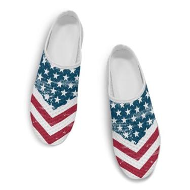 Imagem de GOSTONG Mules for Women Slip-On Lightweight Open Back Casual Pantufas Malha Respirável Antiderrapante Sapatos de Caminhada para Trabalho em Casa Tamanho 35-44, Bandeira americana, 41