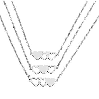 Imagem de JINGMARUO 3 pulseiras irmãs colar Best Friends para 3 conjunto de 3 pulseiras de coração, 3 melhores amigas, presente de amizade de longa distância, Metal, n