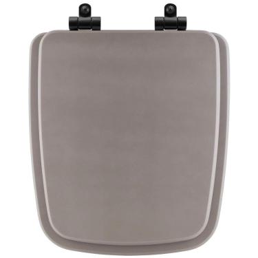 Imagem de Assento Sanitário Poliéster Soft Close Boss Stone (cinza Fosco) Para Vaso Incepa Com Ferragem Preta