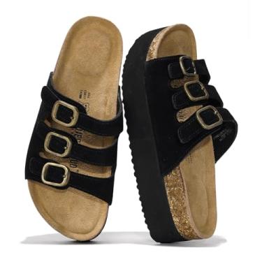 Imagem de Project Cloud Sandálias Femininas De Camurça Genuína - Sandálias Plataforma E Anabela Confortáveis Para Mulheres Com Palmilha De Espuma Viscoelástica - Anabela Antiderrapante Com 3 Tiras Para Calça