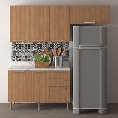Imagem de Cozinha Compacta 200cm 4 Peças, 6 Portas e 3 Gavetas Freijó