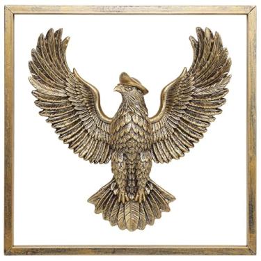 Imagem de Decoração de parede vintage com cabeças de animais de resina dourada (águia, moldura de metal para presente) - esculturas requintadas para pendurar na parede para sala de estar, quarto, escritório