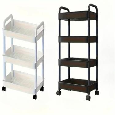 Imagem de Carrinho Organizador Multiuso Com Rodinhas Banheiro Lavanderia 3 e 4 Prateleiras(4 Andares,Branco)