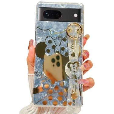 Imagem de PHOQOYO Capa com suporte de pulseira | Capa ultrafina IMD à prova de choque com estampa animal | Design fofo de personagens de desenhos animados para Google Pixel 7