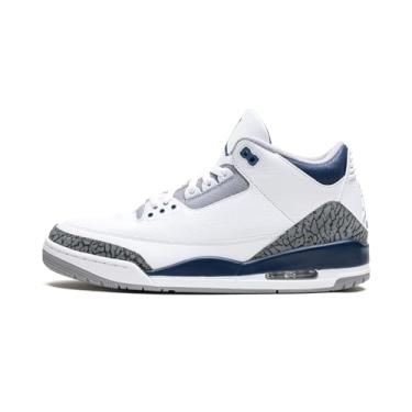 Imagem de Nike Tênis masculino Nike Air Jordan 3, Branco/Azul-marinho, 41
