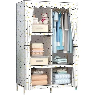 Imagem de Guarda-roupa Portátil Guarda-roupa De Pano Guarda-roupa Simples, Multifution Criatividade Guarda-roupa Madeira Maciça Guarda-roupa Estável Trilho Guarda-roupa De Tecido Bra, A, 168 * 150 * 45cm