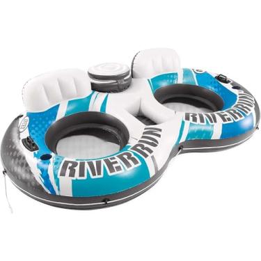 Imagem de Intex: River Run 2: Tubo de água Blue Rapids - boia inflável para 2 pessoas para rio e água, encostos, refrigerador embutido, porta-copos e capacidade de 200 kg